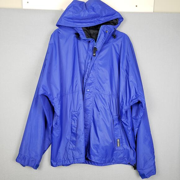 Helly Hansen Size XL Hooded Packable Rain Jacket Cobalt Blue Tech Outdoor Hiking - Picture 1 of 13
